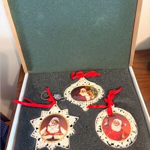 Norman Rockwell Santa Ornaments - Red and White